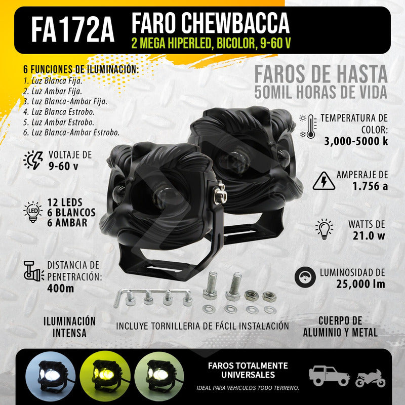 Par De Faros 12 Leds 2 Lupas Bicolor Fijo Estrobo 21w 9-60v