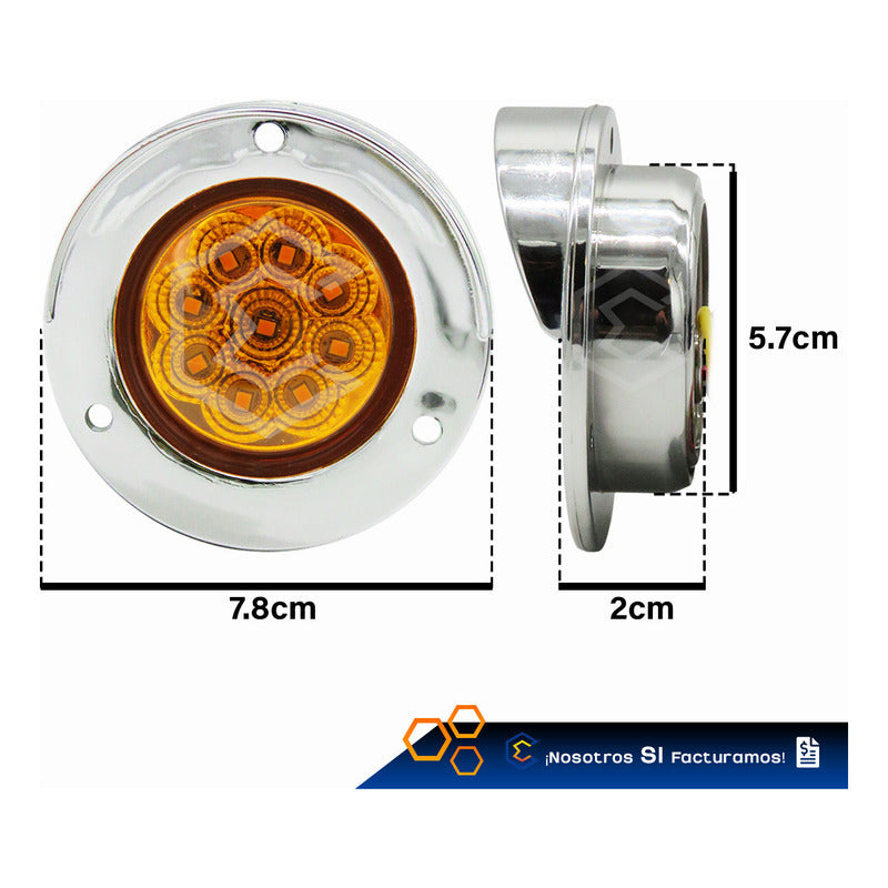 6 Plafon 9 Led Redondo Bisel Cromo 2'' Fijo Estrobo 12-24v