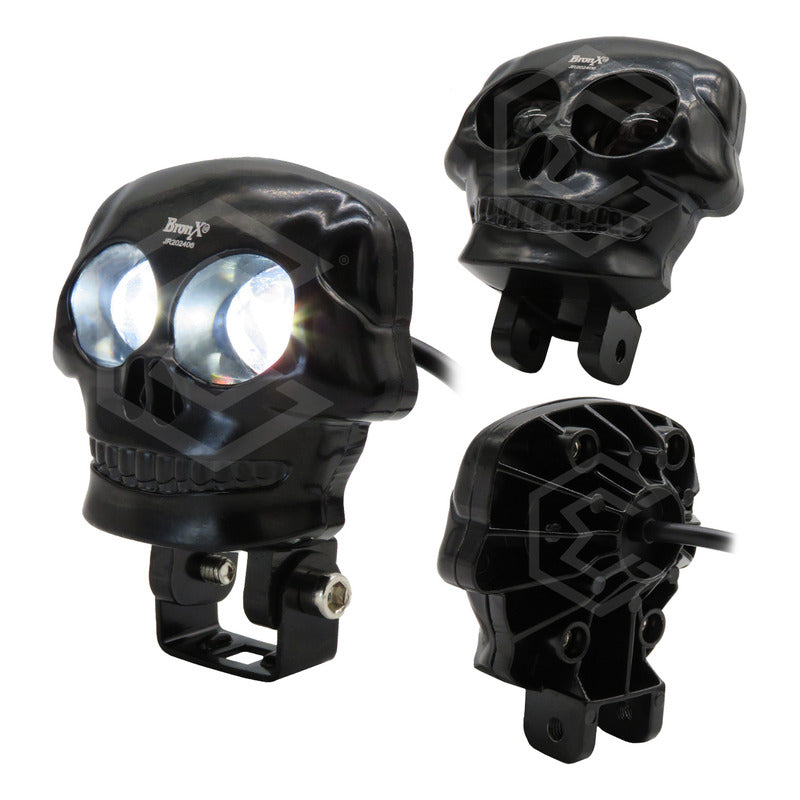 Par De Faros 6 Leds Con 2 Lupas Bicolor Fijo Estrobo 12-24v