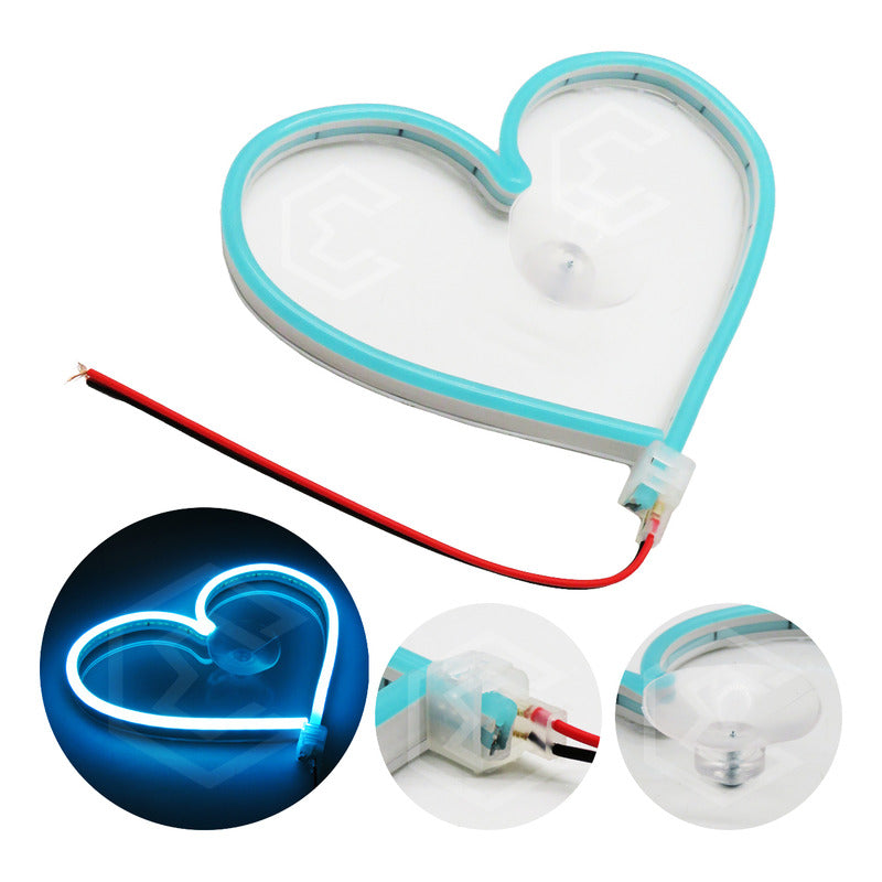 Figura Corazon Led Luz Neon Parabrisas Chupón Grande26cm 12v