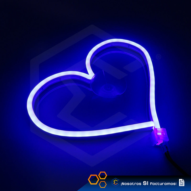 Figura Corazon Led Luz Neon Parabrisas Chupón Grande26cm 12v