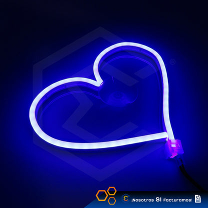 Figura Corazon Led Luz Neon Parabrisas Chupón Grande26cm 12v