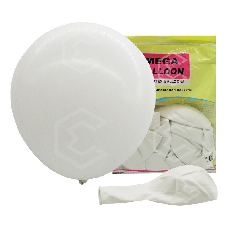 Globos Blanco Latex 18 Pulgadas Pack 25 Decoración Eventos Etari