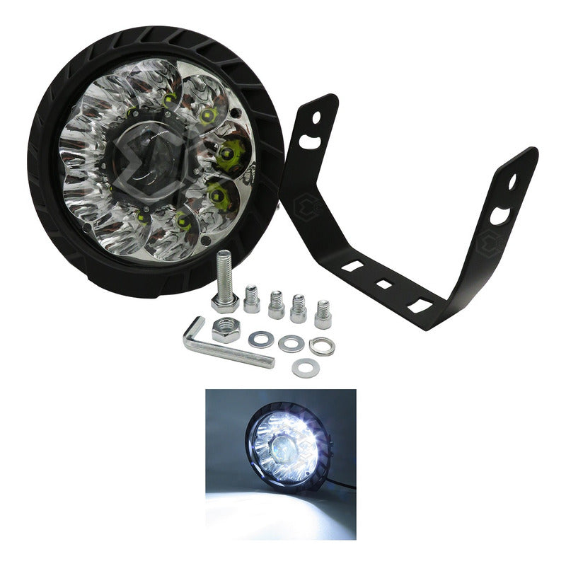 Faros Universales Redondo 10 Leds Hiper Lupa Fijo 7'' 12-24v