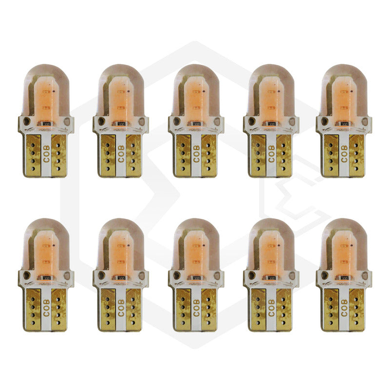 Kit 5 Pares  Focos Led Cob Pellizco T10 Silicon Auto Moto