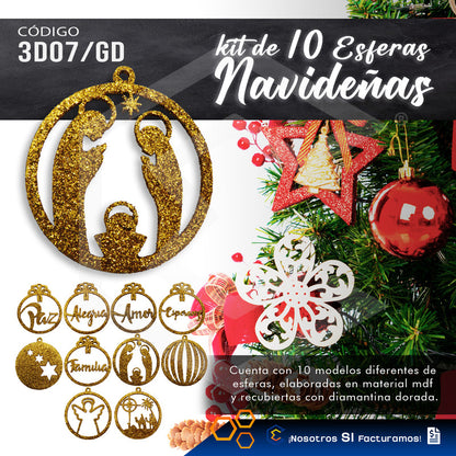 Esferas Navideñas Para Arbol Navidad Diamantina  Kit 10pzas