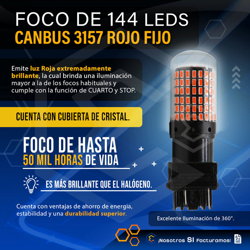 Par Focos 3157 3156 144 Leds Canbus Cristal Cuartos Stop 12v
