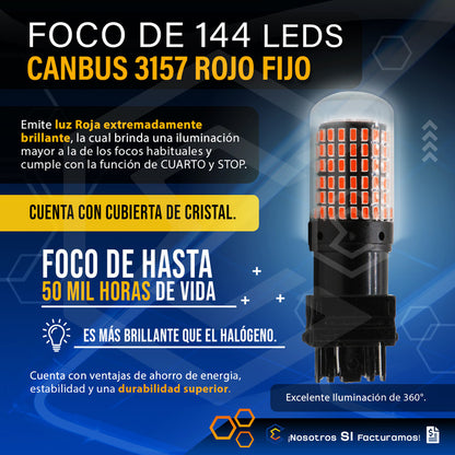 Par Focos 3157 3156 144 Leds Canbus Cristal Cuartos Stop 12v