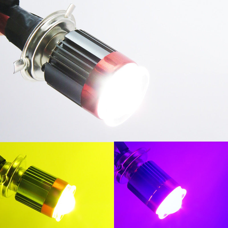 Foco Moto H4 Lupa Proyector Ba20d 24 Led Bicolor 4 Funcionet