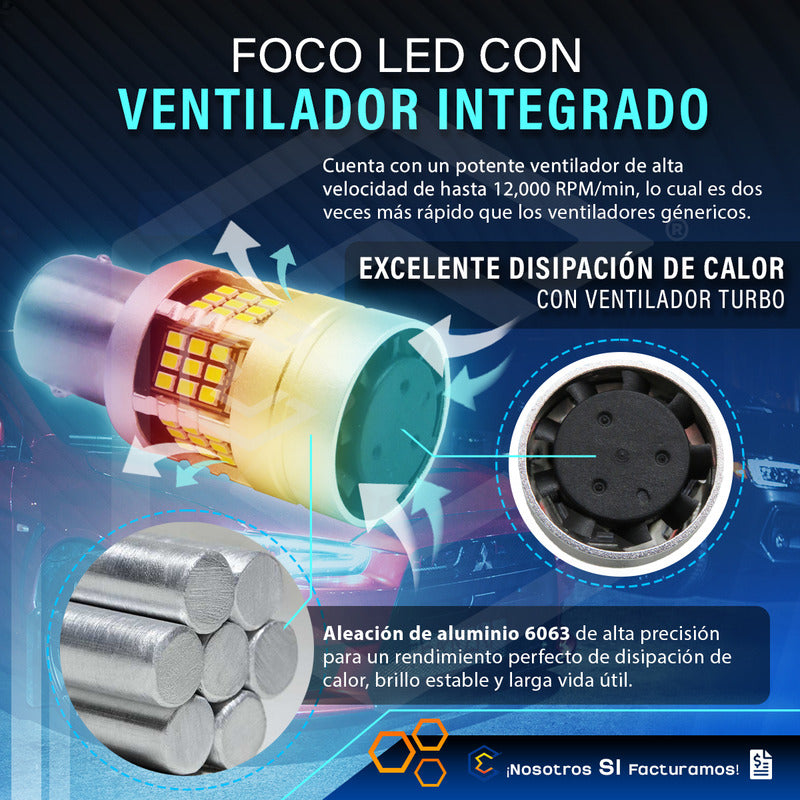 2 Focos 1157 54 Leds Canbus Fijo Ventilador 12v 29w 1000lm