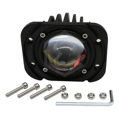 2 Faros Bicolor Cuadrado 3'' Empotrable 6 Hiperled Lupa Fijo