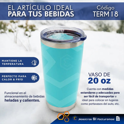 Termo Vaso Personalizado Nombre O Logo Láser 20oz Acero Inox Negro