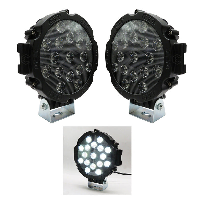 Faro Cree Redondo Universal 21 Led Blanco/ambar Fijo 7'' 24v