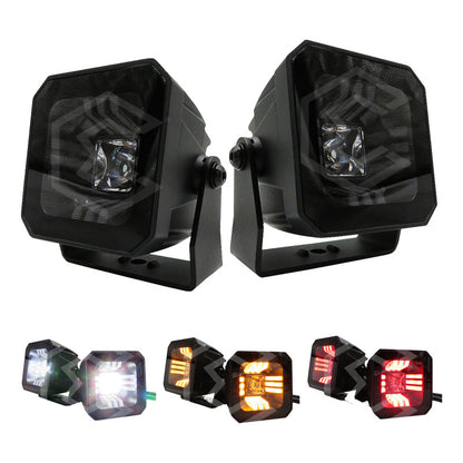 Par De Faros 25 Leds Cuadrado 3 Funciones Rojo 30000lm 9-30v