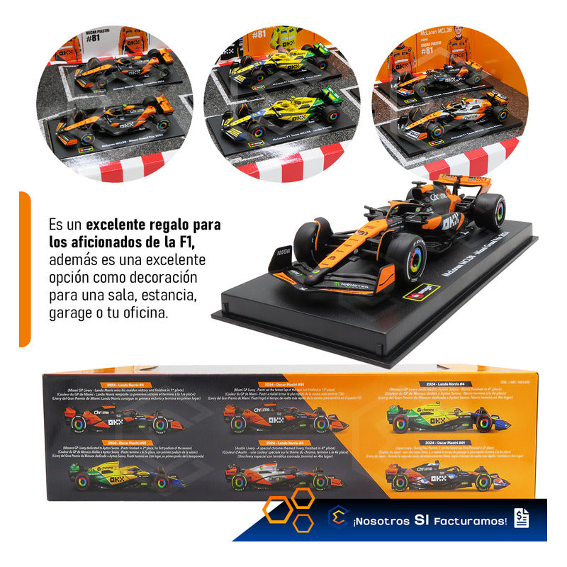 Mclaren Bburago Kit 6 Autos Formula 1 Colección Escala 1:43 Naranja