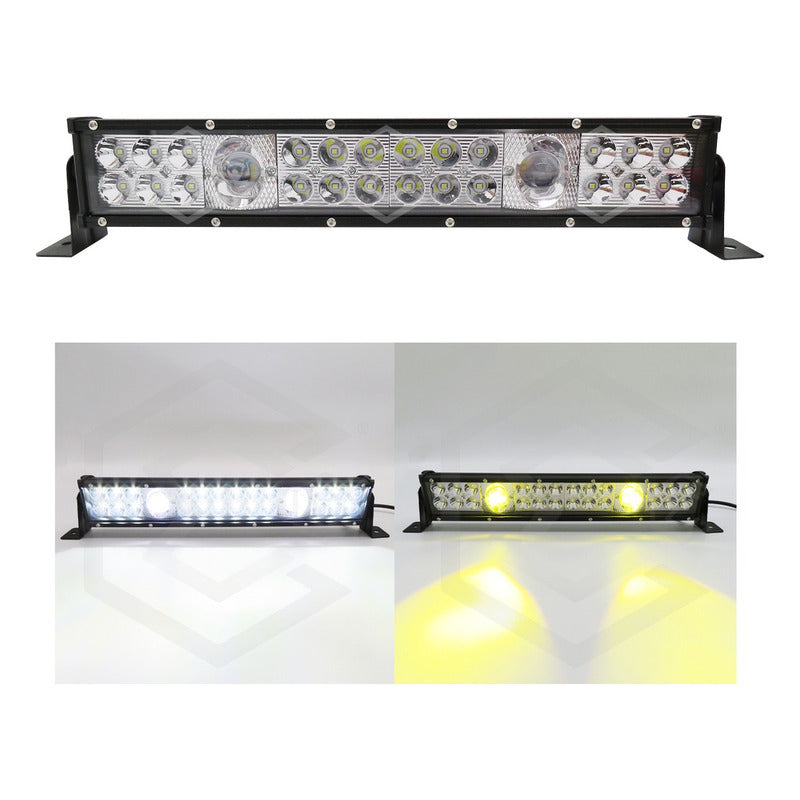 Barra Slim 36 Led Potente Blanco/ambar Fijo+estrobo 12-24v