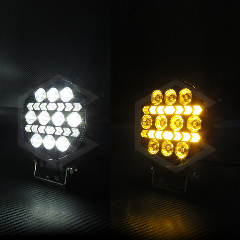 Par Faros 16 Leds 10 Lupas Bicolor 3 Funciones Flecha 12-24v