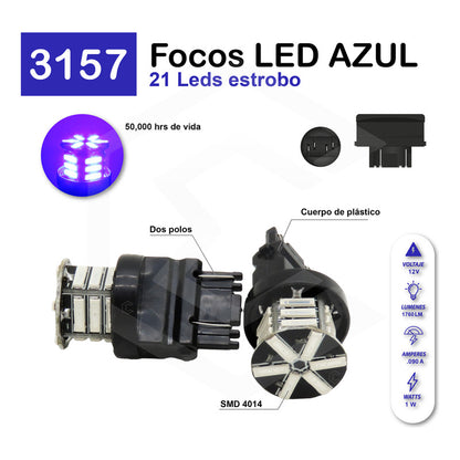 Par Focos 3157 21 Leds Cuartos Stop Direccional Estrobo 12v
