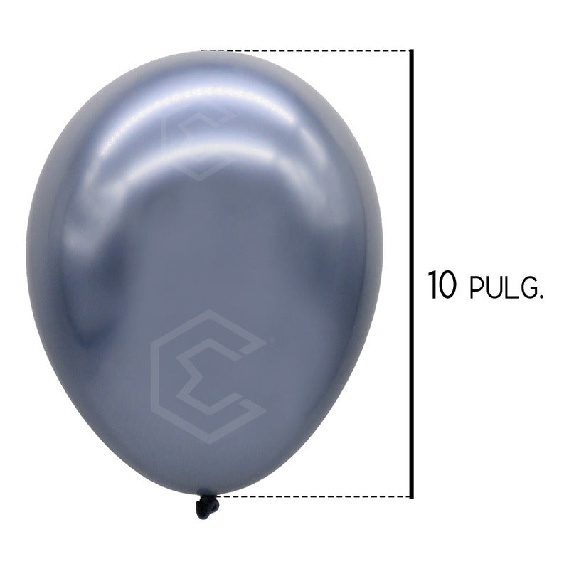 Bolsa 50 Globos Gris Metalizado #10 Fiestas Y Bodas Latex