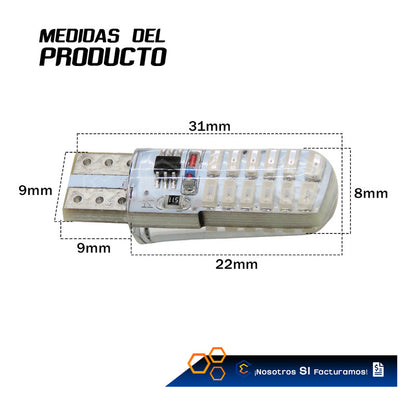 Par De Focos De Pellizco 24 Leds Smd T10 Gel Luz Estrobo 12v