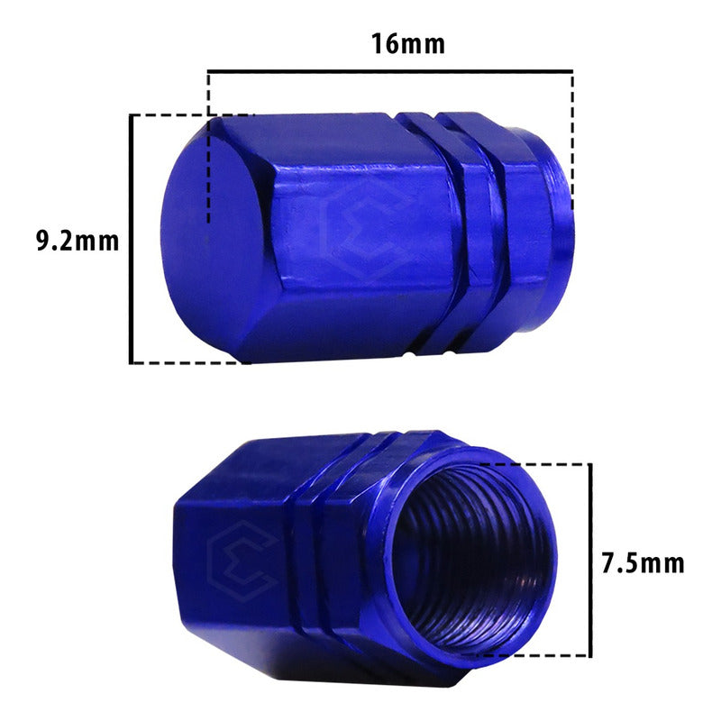 Kit 4 Tapon Cubre Pivote Válvula Metálico Hexagono Auto Moto