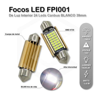 Kit De 10 Focos Interior 27 Leds Canbus 31mm 36mm 39mm 41mm