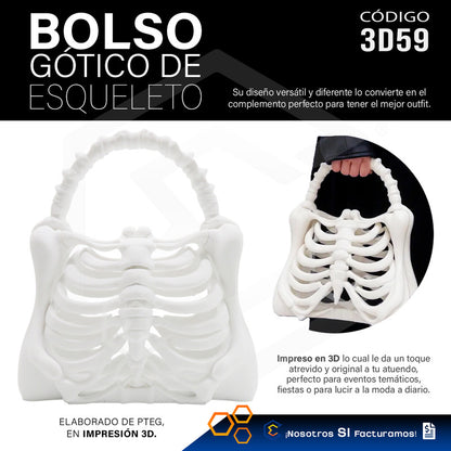 Bolso De Esqueleto Hueso Gotico Halloween Impresión 3d Petg