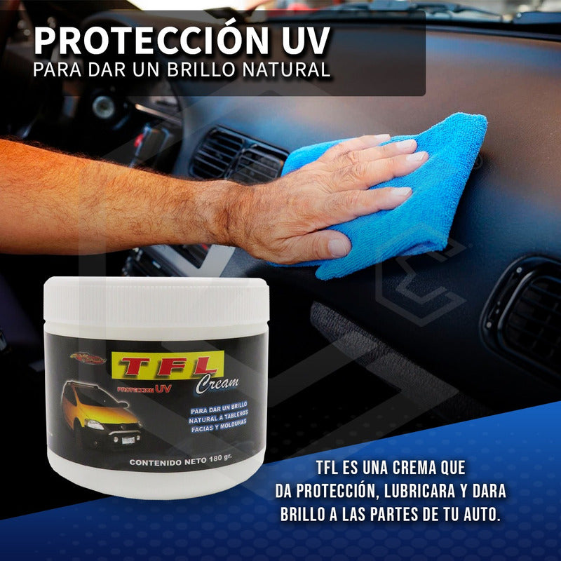 2 Crema Abrillantadora Tablero Facia Moldura Protección 180g Blanco