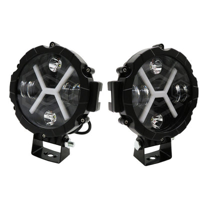 Par Faros Led Auxiliar Luz Blanca En X 24000lm 6 Leds 12-24v Negro