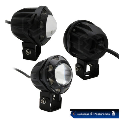Par De Faros 16 Leds Lupa Blanco Ambar Flood Alta Baja 9-30v