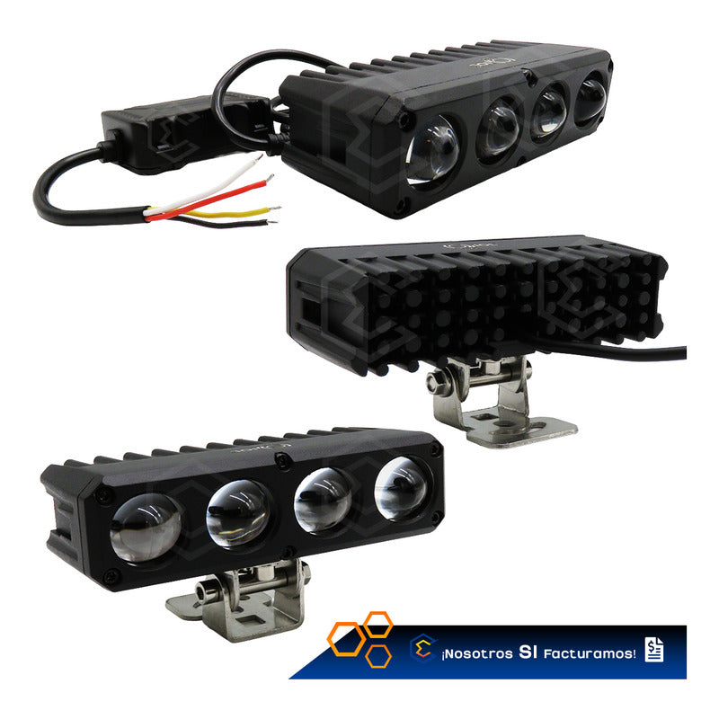 Par De Faros 24 Leds Lupa Blanco-ambar Spot Luz Fija 9-80v