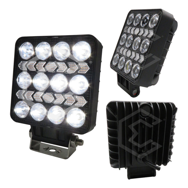 Par Faros 16 Leds 10 Lupas Bicolor 3 Funciones Flecha 12-24v