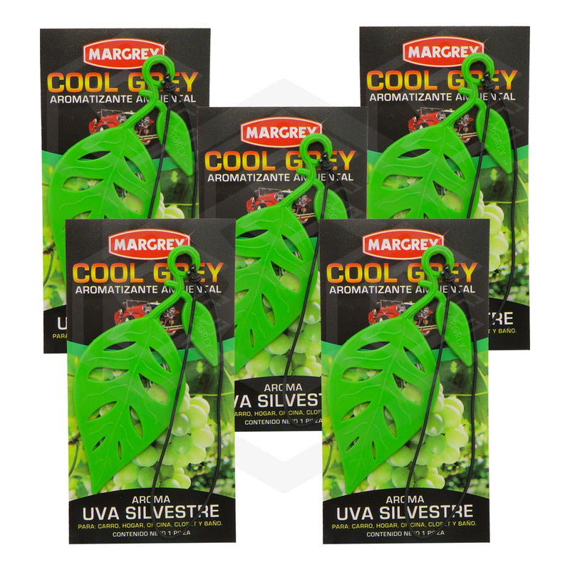 Aromatizante Auto Casa Ambiental Cool Grey Hoja Margrey 5pza