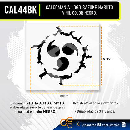 Calcomanía Sazuke Naruto Negro Sticker Vinil Auto Moto 10cm