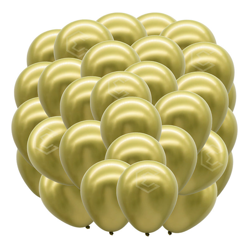 Bolsa 50 Globos Dorado Arena Metalico #10 Fiesta Boda Latex Dorado Arena Metalico