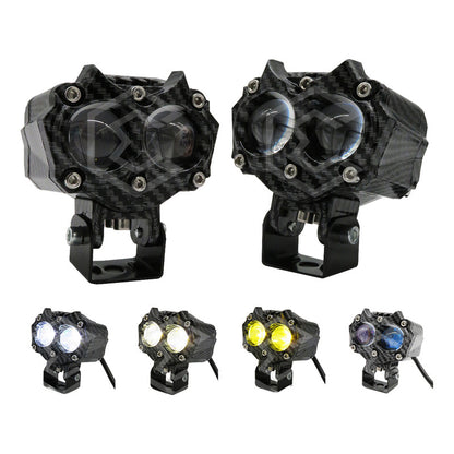 Par De Faros 8 Leds Bicolor Rgb 2 Lupas 5 Funciones 12-24v