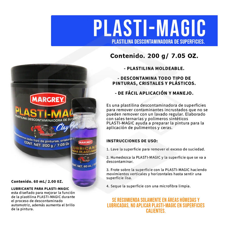 Kit Margrey Crema, Restaurador De Faros Y Plastimagic 200g