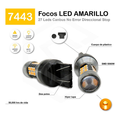 2 Focos 27 Led 1156 1157 3157 7440 7443 No Error Stop Cuarto