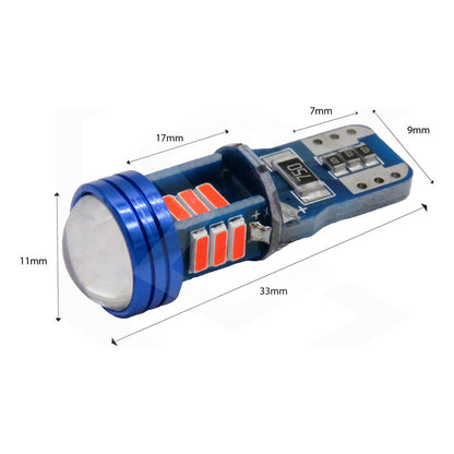 Par De Focos De Pellizco T10 15 Led Canbus Con Lupa 4010 12v