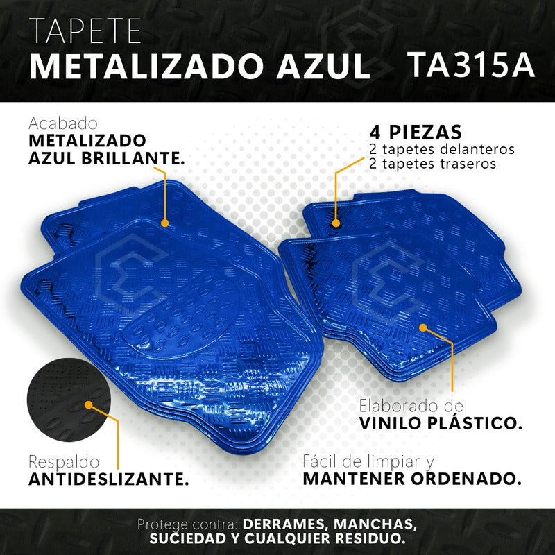 Tapete Metalizado Auto Juego De 4 Piezas Color A Elegir