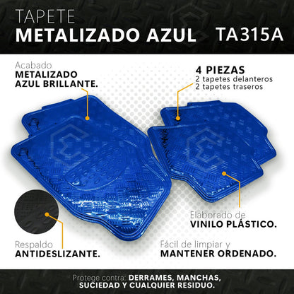 Tapete Metalizado Auto Juego De 4 Piezas Color A Elegir