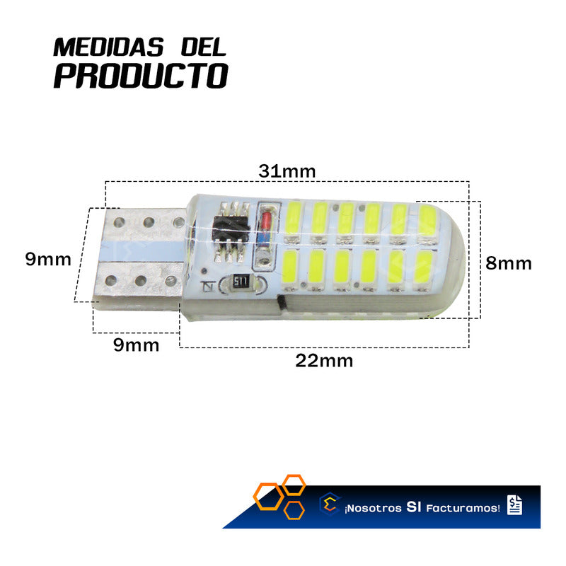 Par De Focos De Pellizco 24 Leds Smd T10 Gel Luz Estrobo 12v