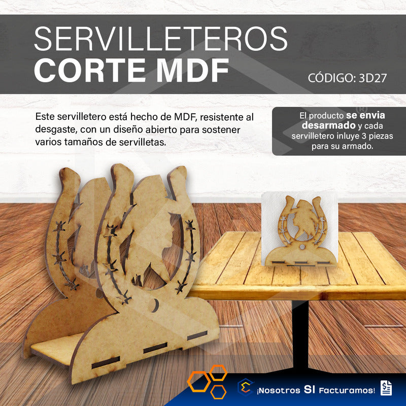 Kit 60 Servilletero Vaquero Sombrero Recuerdos 12cm Mdf 3mm