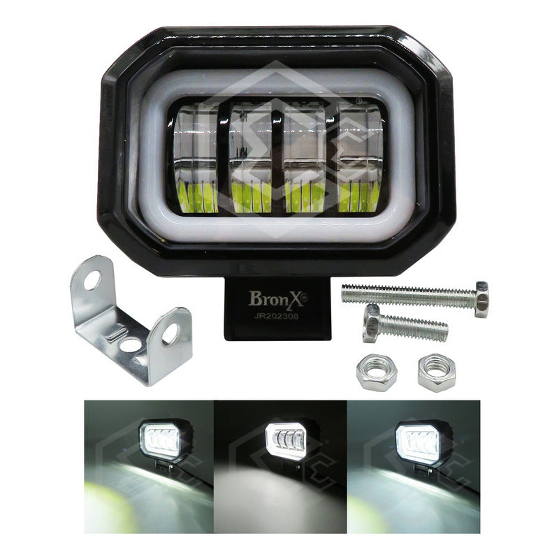 Par Faros Rectangular 4 Hiper Lupa Arillo Ángel Gel Estrobo