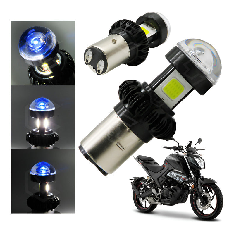 Foco Moto Ba20d 30 Led Cob Alta Y Baja Lupa Blanca 6.5w 12v