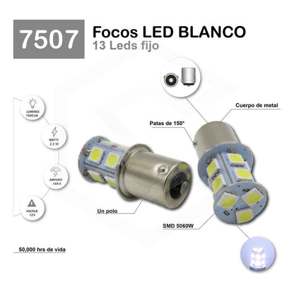 2 Focos 1157 1156 1176 3157 7440 7443 13 Leds Fijo Par Focos
