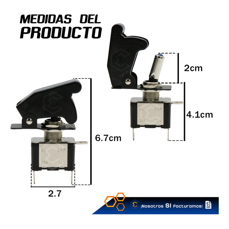 Switch Interruptor 1 Paso Tipo Nos Con Tapa Con Luz 1 Pieza