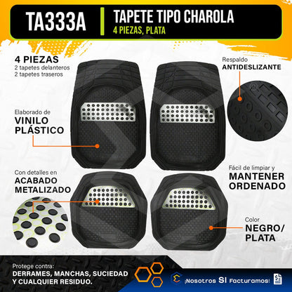 Tapete Tipo Charola Uso Rudo Auto Camioneta Juego 4 Piezas