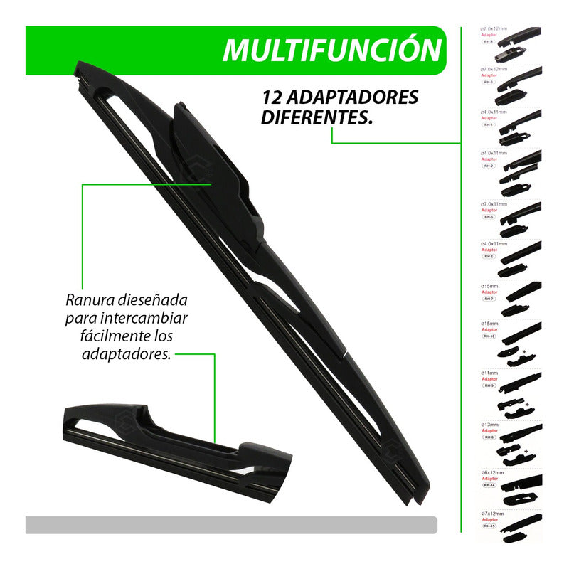 Pluma Limpiaparabrisas Trasera 10  12'' 14  12 Adaptadores