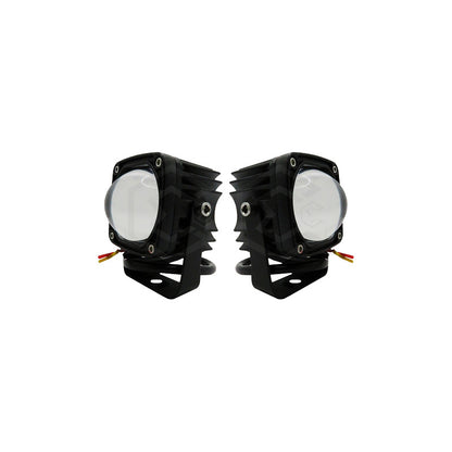 Par De Faros Con Lupa  10-30v Cuadrado Blanco/ambar 23000lm
